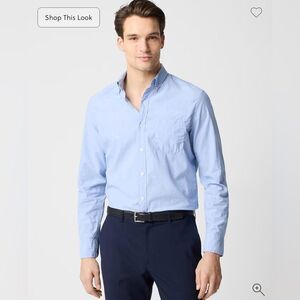 J. Crew Factory Light Blue Slim Flex Casual Button Down Shirt Waterfall Blue L